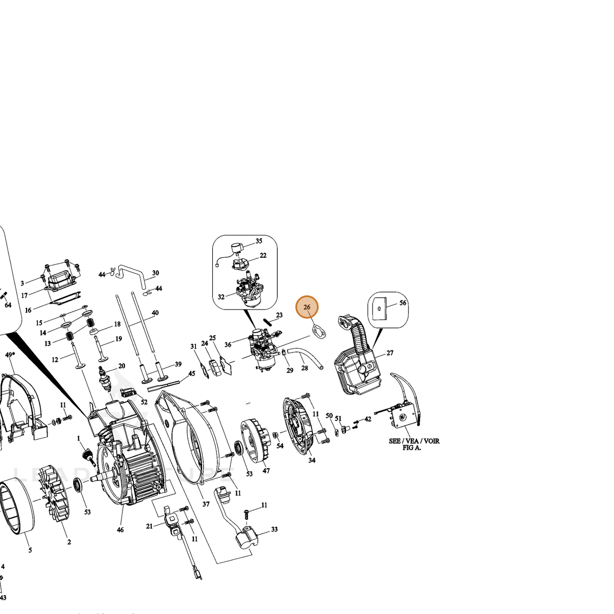 ECHO part YH468001280 — IPL diagram snippet (6x zoom, amber highlight)