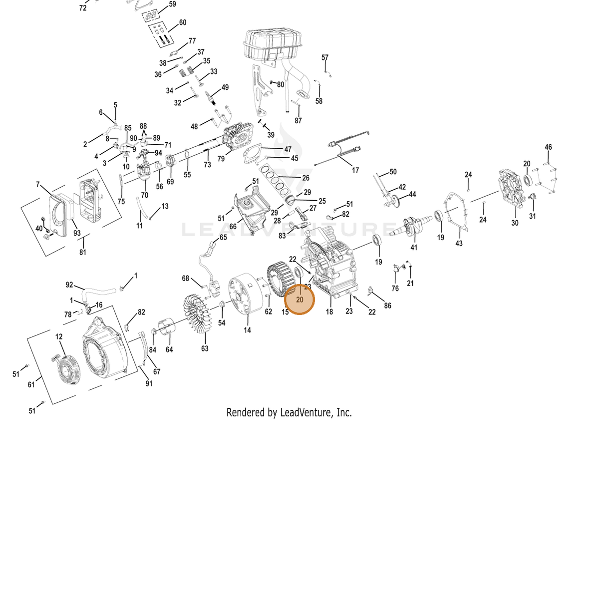 ECHO part YH468001330 — IPL diagram snippet (6x zoom, amber highlight)