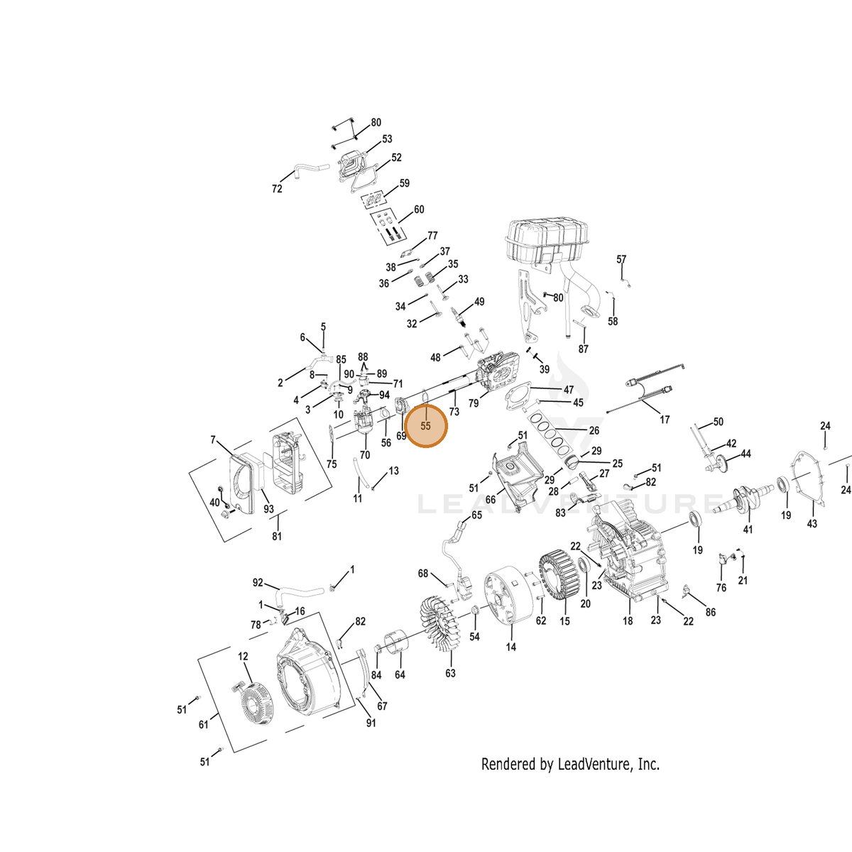 ECHO part YH468001480 — IPL diagram snippet (6x zoom, amber highlight)