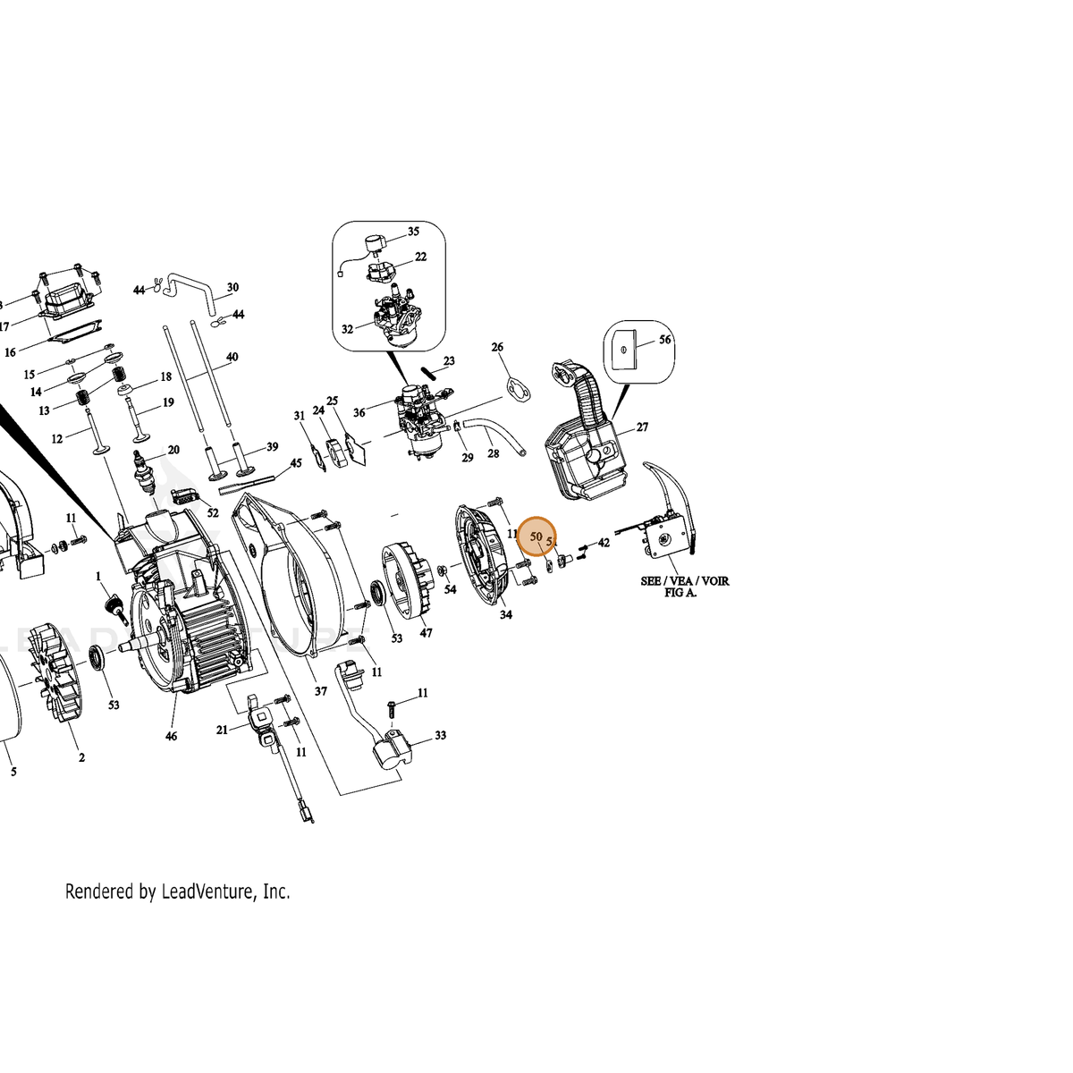 ECHO part YH468001510 — IPL diagram snippet (6x zoom, amber highlight)