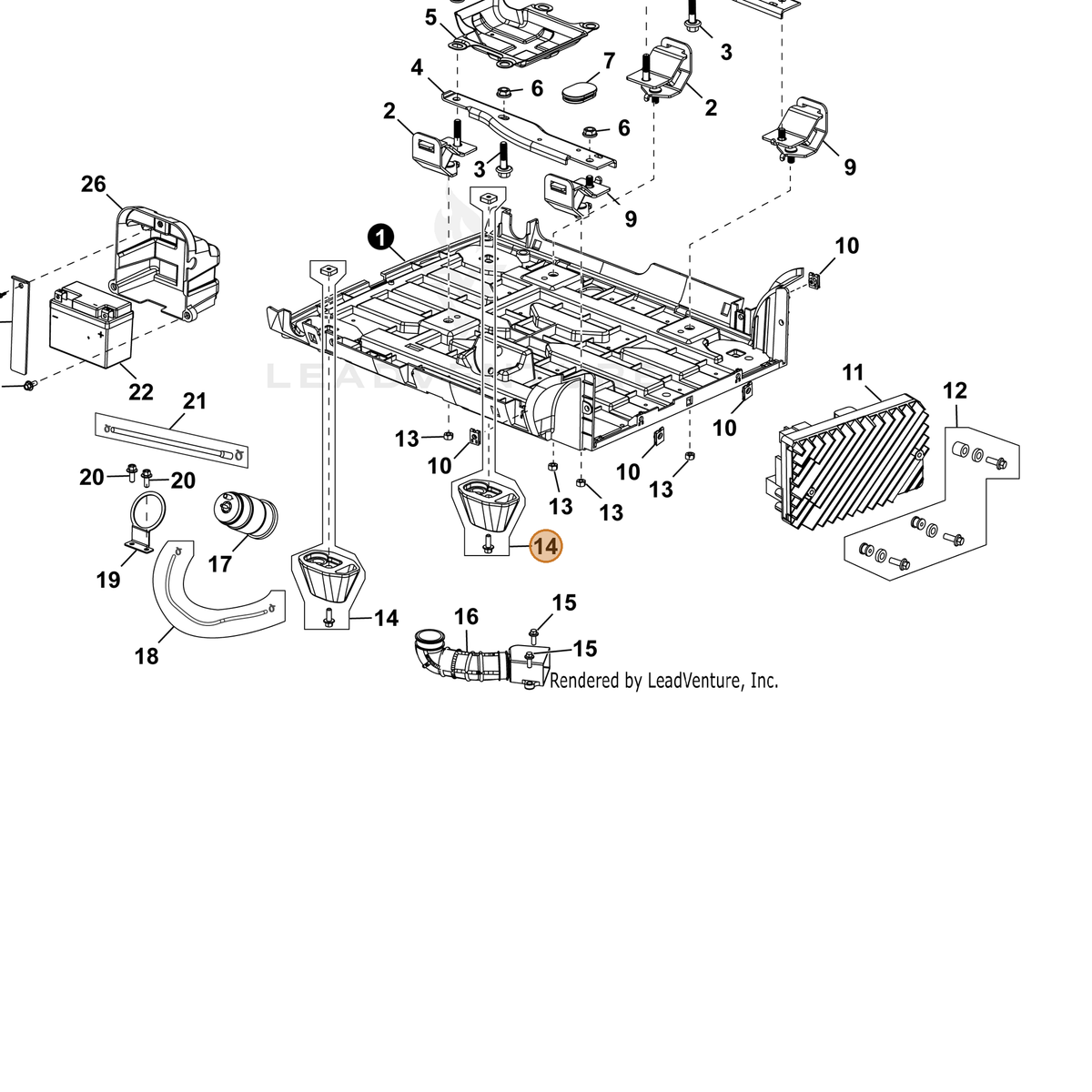 ECHO part YH468001560 — IPL diagram snippet (6x zoom, amber highlight)