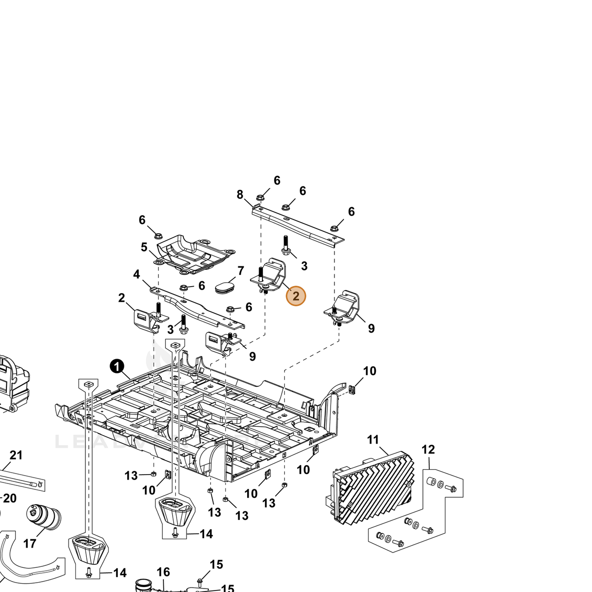 ECHO part YH468001580 — IPL diagram snippet (6x zoom, amber highlight)