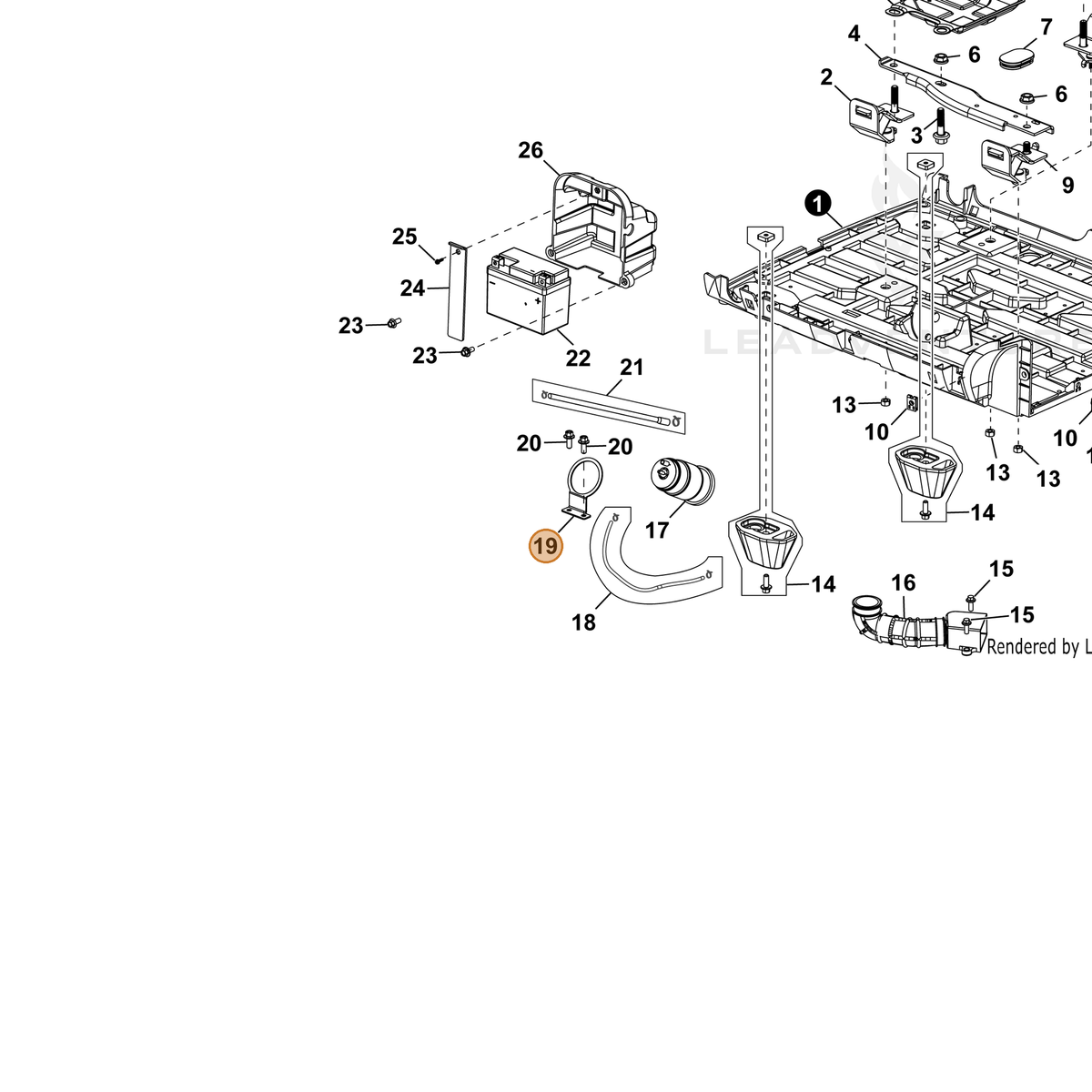 ECHO part YH468001620 — IPL diagram snippet (6x zoom, amber highlight)
