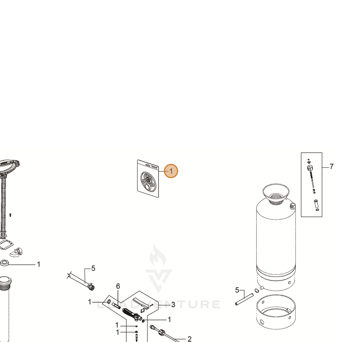 ECHO part YH468001700 — IPL diagram snippet (6x zoom, amber highlight)