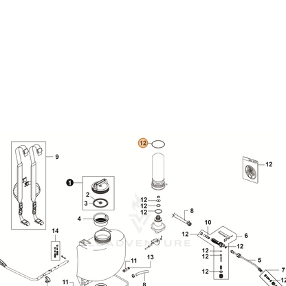 ECHO part YH468001710 — IPL diagram snippet (6x zoom, amber highlight)