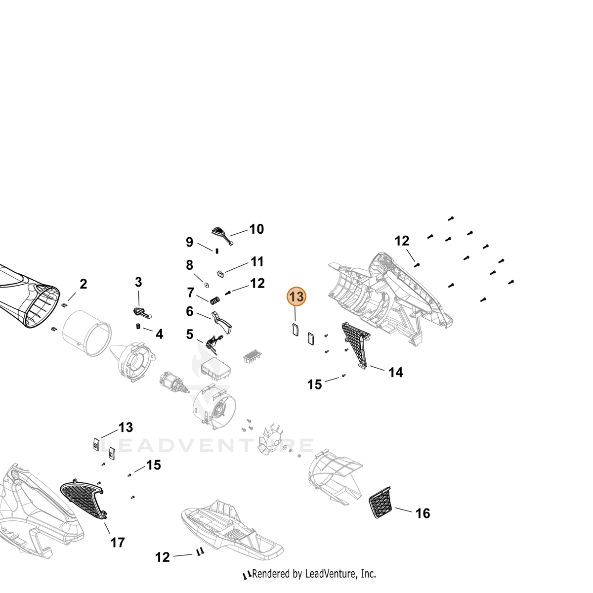 ECHO part YH468001720 — IPL diagram snippet (6x zoom, amber highlight)