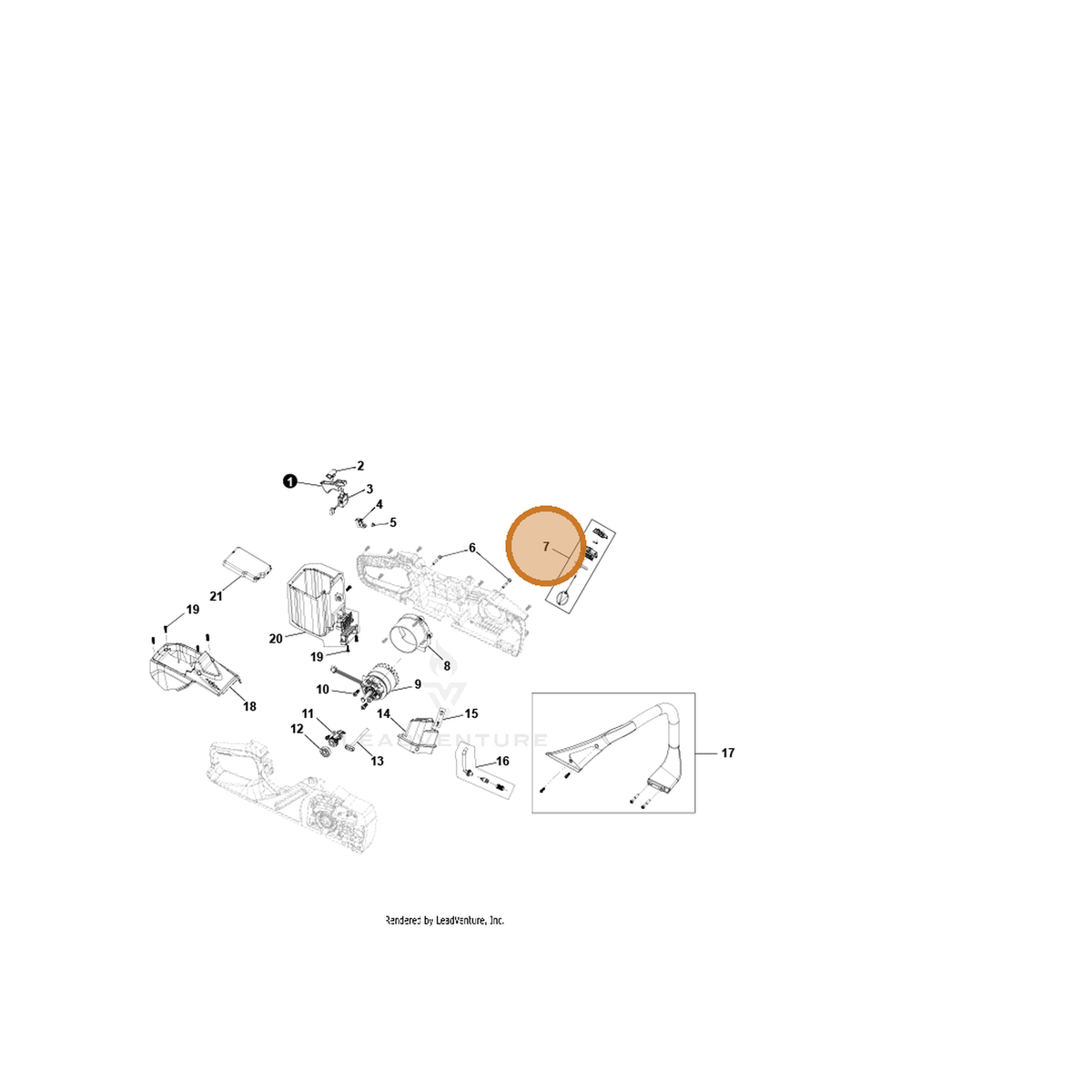 ECHO part YH468001730 — IPL diagram snippet (6x zoom, amber highlight)