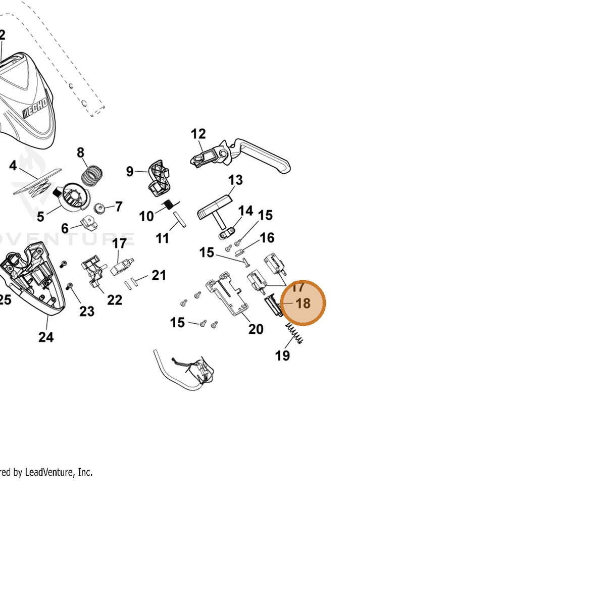 ECHO part YH468001790 — IPL diagram snippet (6x zoom, amber highlight)