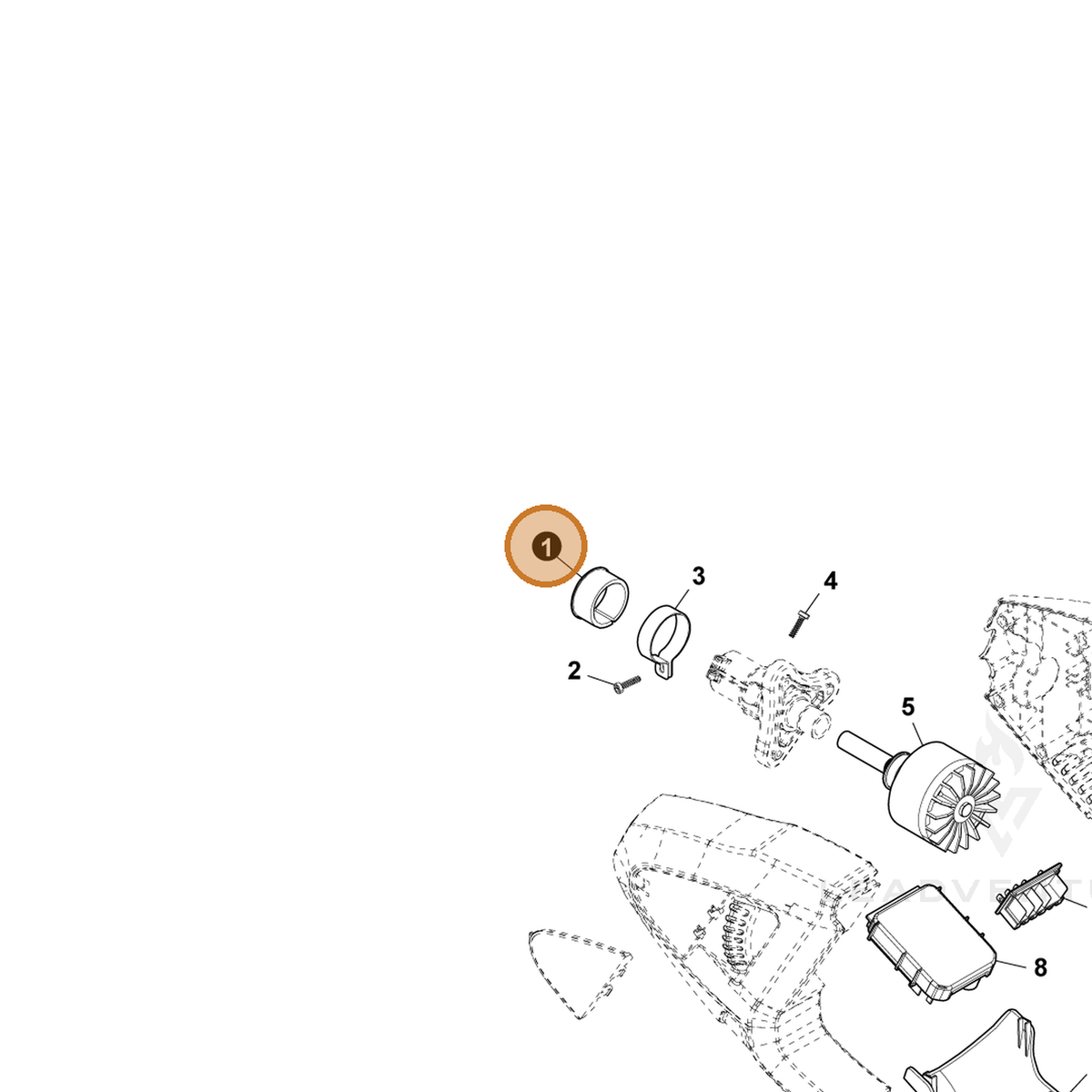 ECHO part YH468001800 — IPL diagram snippet (6x zoom, amber highlight)