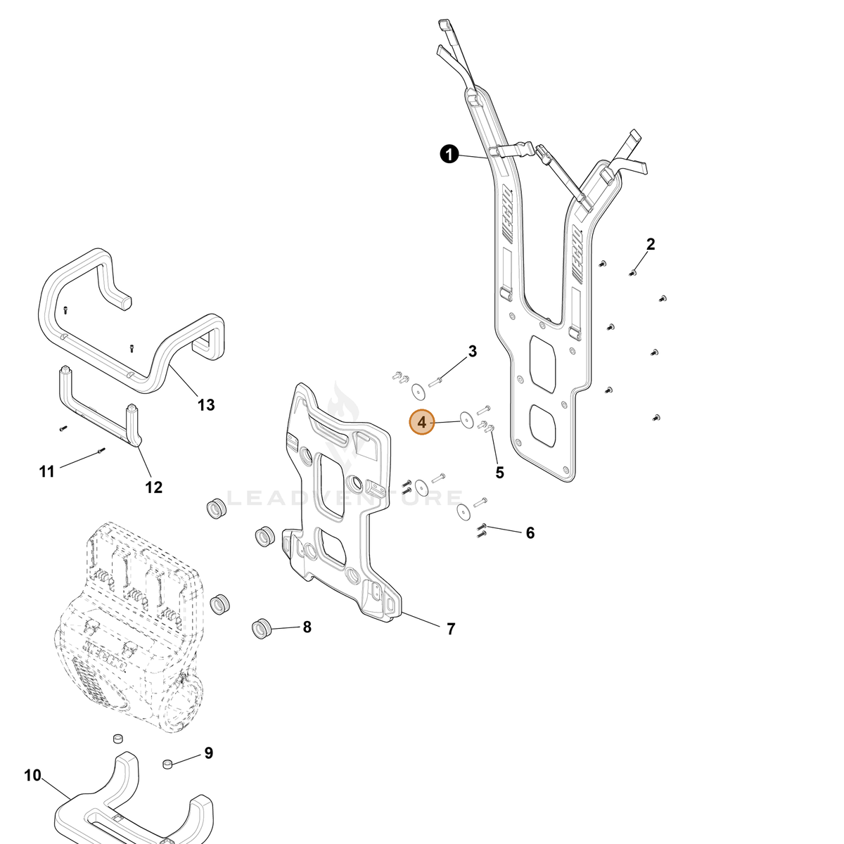 ECHO part YH468001920 — IPL diagram snippet (6x zoom, amber highlight)