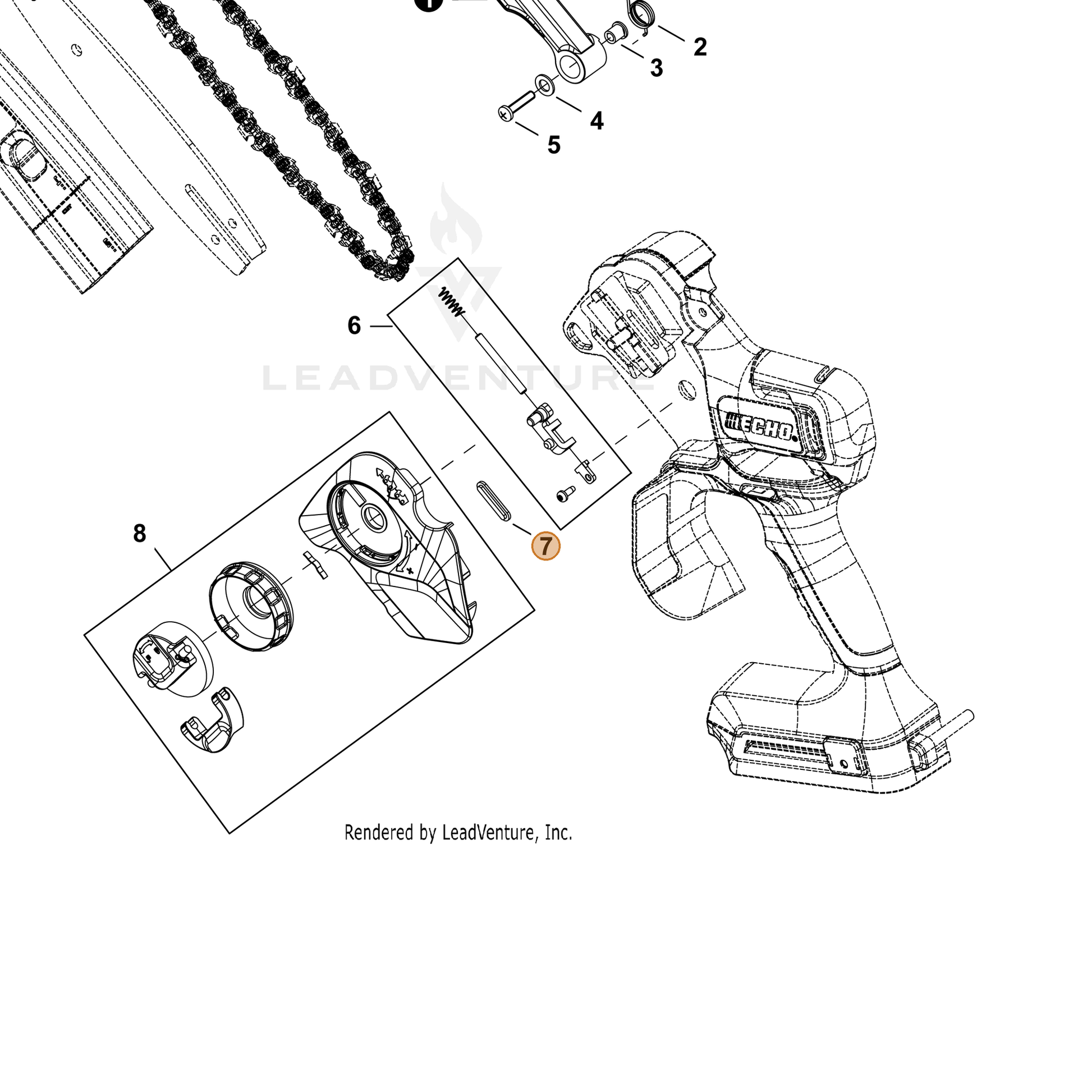 Echo part YH468002020 — IPL diagram snippet (6x zoom, amber highlight)