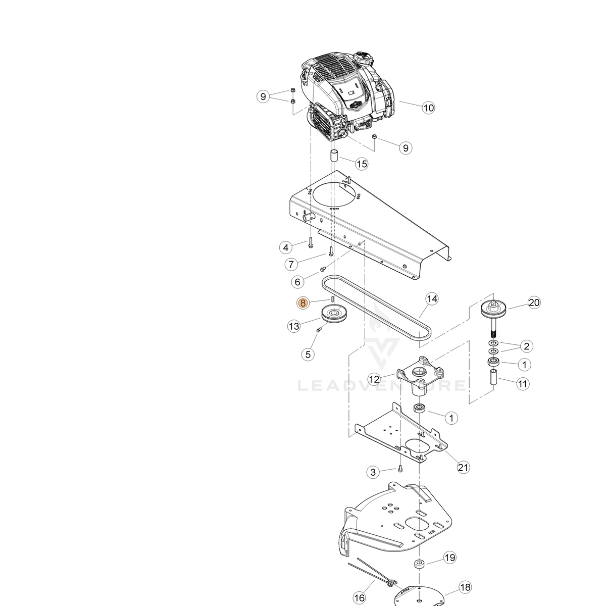 ECHO part YH469000040 — IPL diagram snippet (6x zoom, amber highlight)