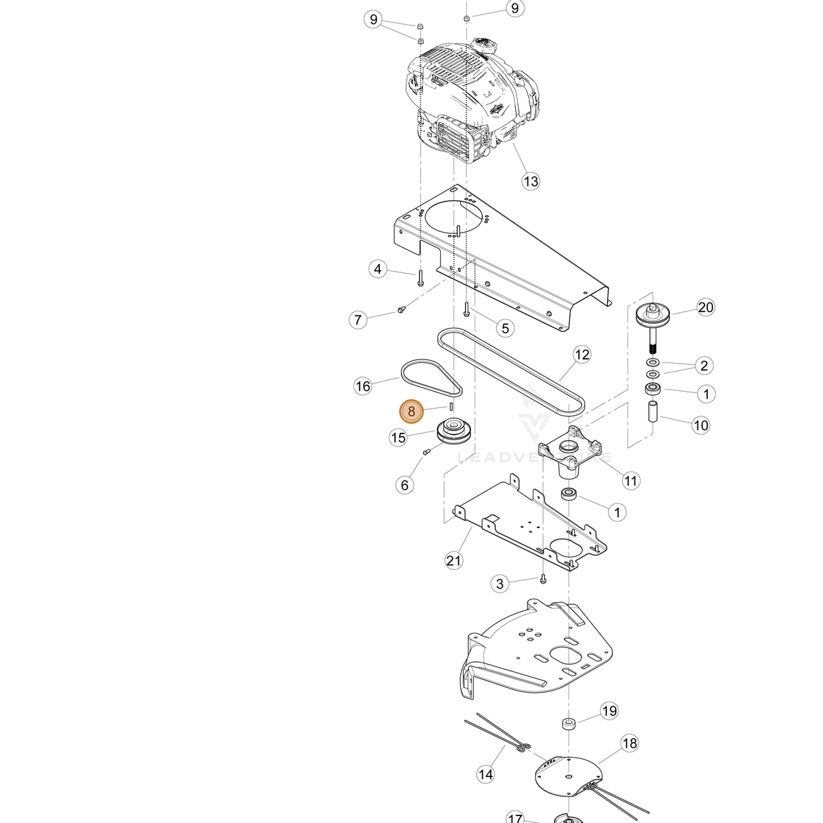 ECHO part YH469000080 — IPL diagram snippet (6x zoom, amber highlight)