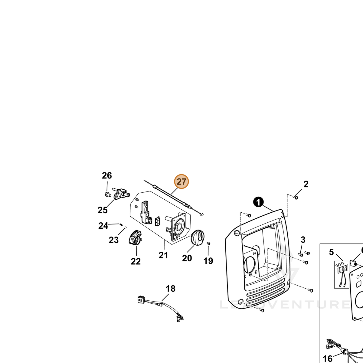 ECHO part YH470000100 — IPL diagram snippet (6x zoom, amber highlight)