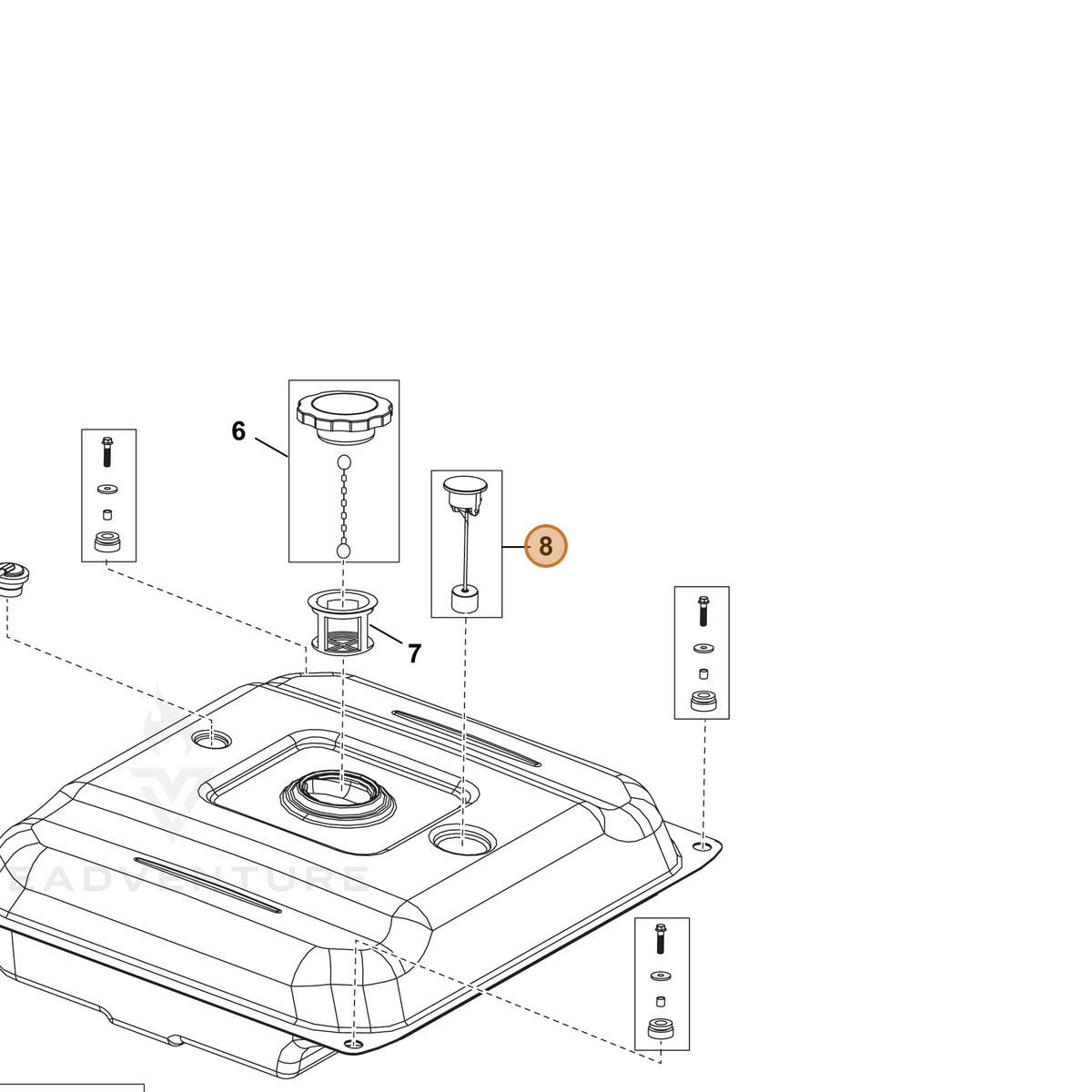 ECHO part YH470000180 — IPL diagram snippet (6x zoom, amber highlight)