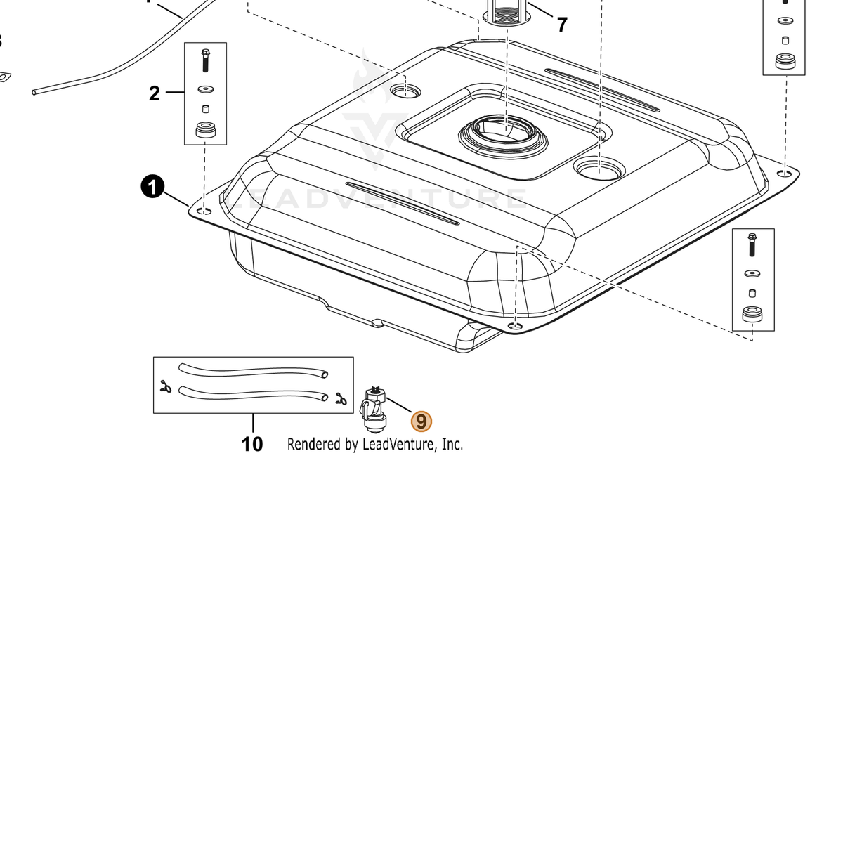 ECHO part YH470000190 — IPL diagram snippet (6x zoom, amber highlight)