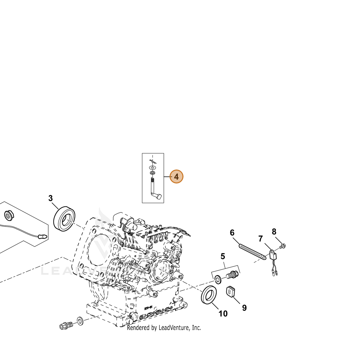 ECHO part YH470000200 — IPL diagram snippet (6x zoom, amber highlight)