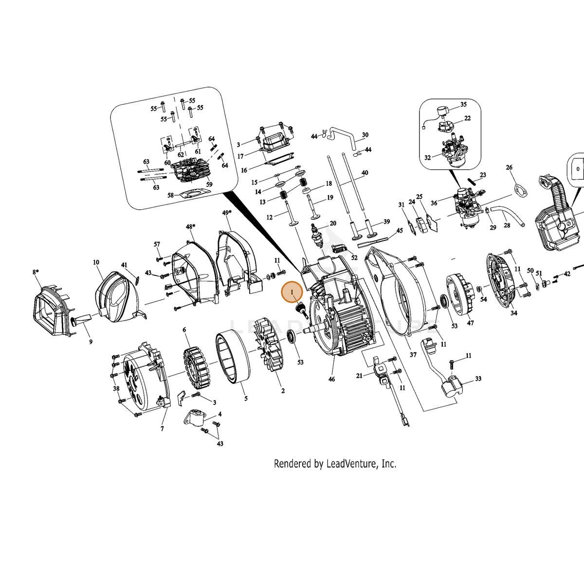 ECHO part YH470000280 — IPL diagram snippet (6x zoom, amber highlight)