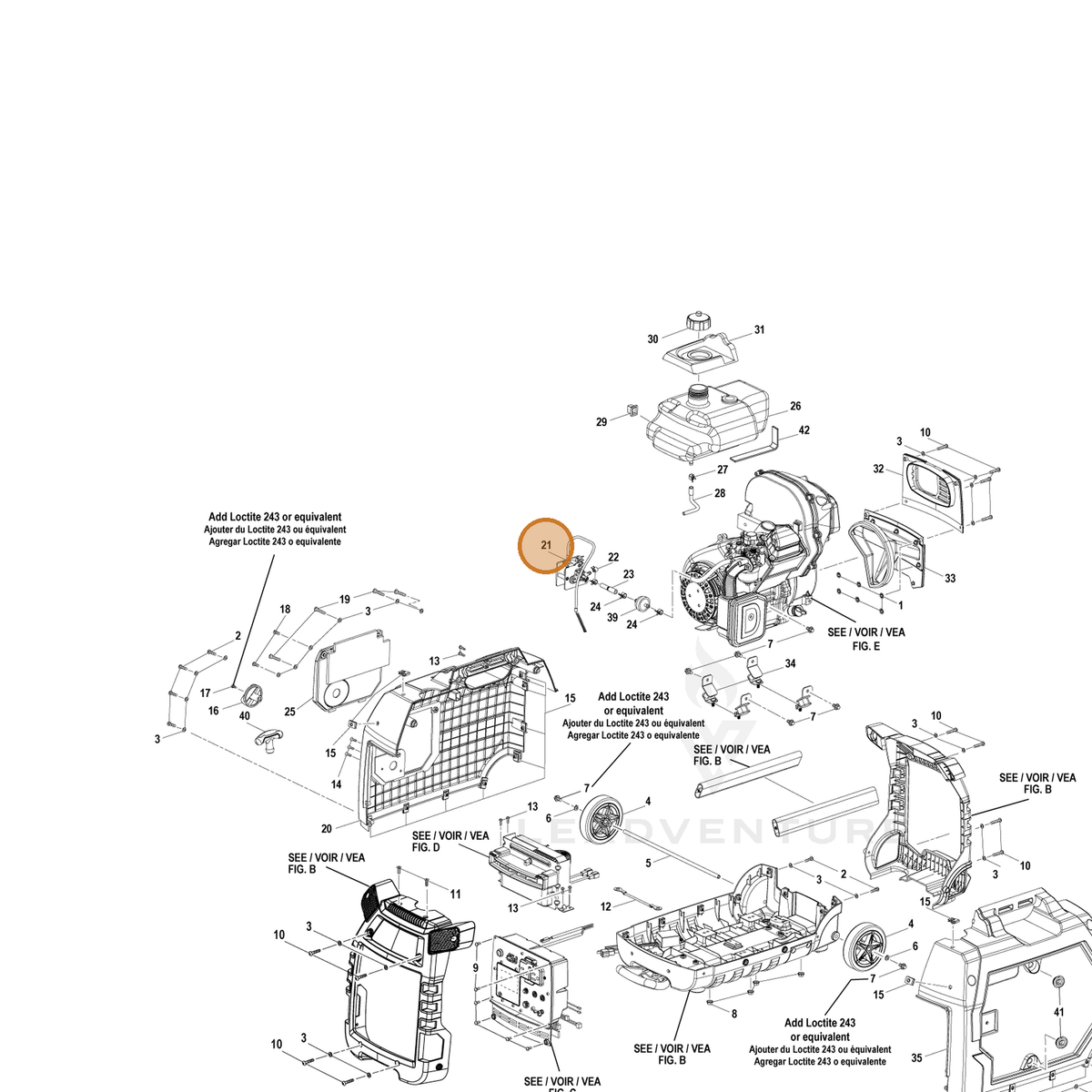 ECHO part YH470000290 — IPL diagram snippet (6x zoom, amber highlight)