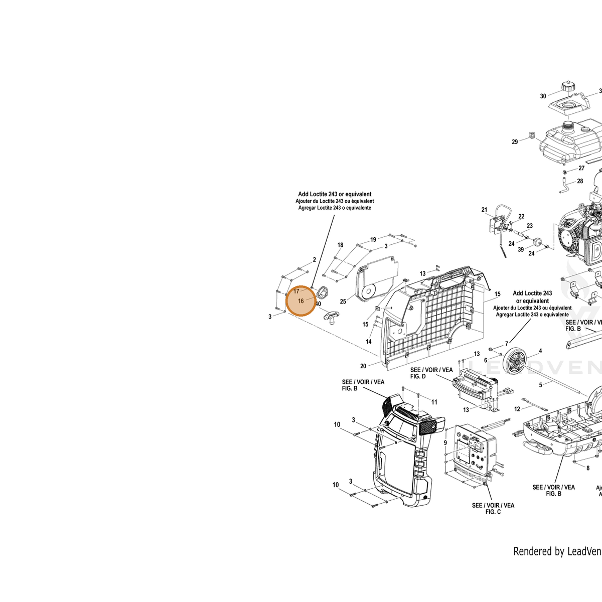 ECHO part YH470000300 — IPL diagram snippet (6x zoom, amber highlight)