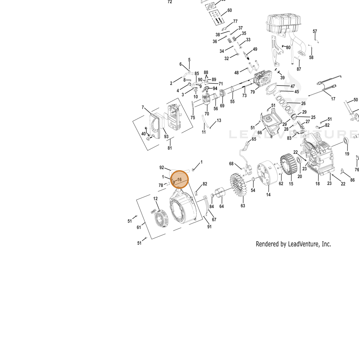 ECHO part YH470000420 — IPL diagram snippet (6x zoom, amber highlight)