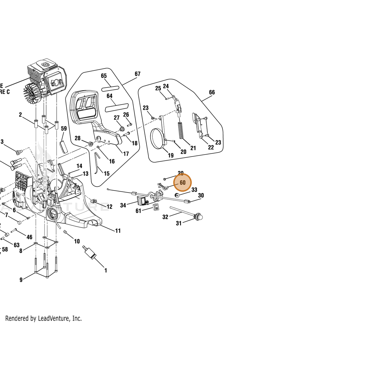 Echo part YH470000480 — IPL diagram snippet (6x zoom, amber highlight)