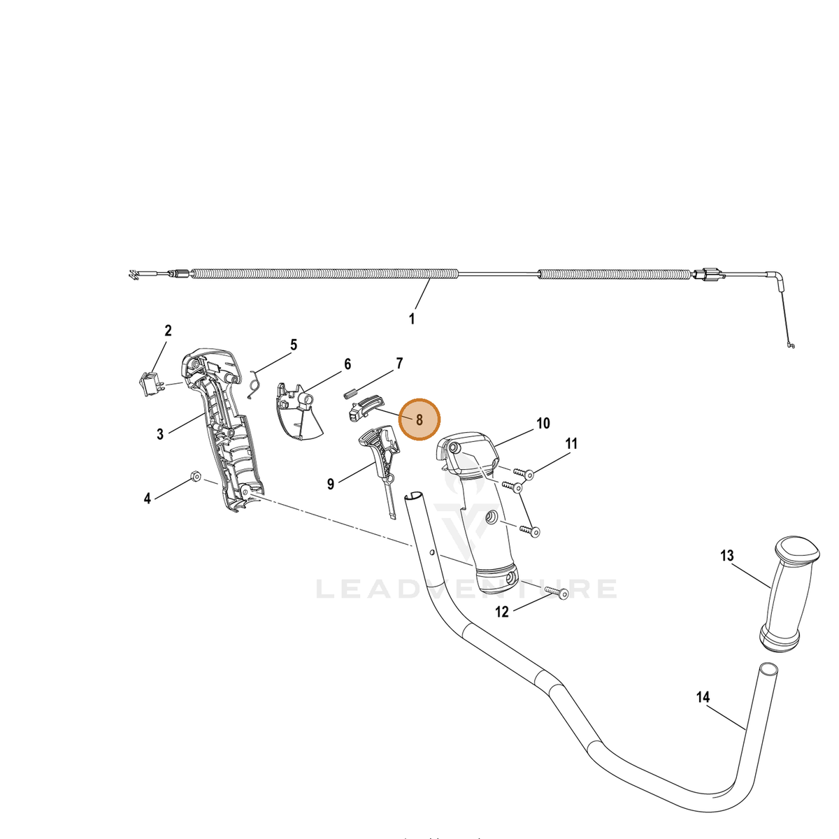 Echo part YH470000580 — IPL diagram snippet (6x zoom, amber highlight)