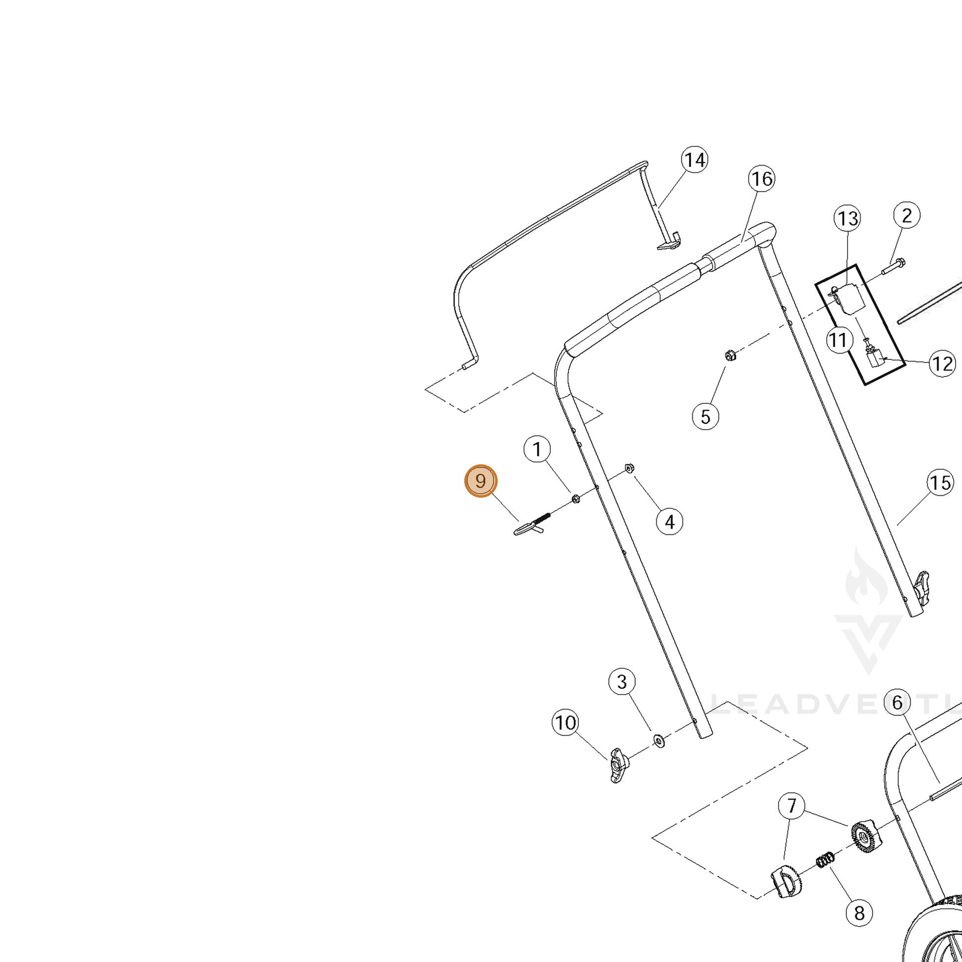 ECHO part YH470000610 — IPL diagram snippet (6x zoom, amber highlight)
