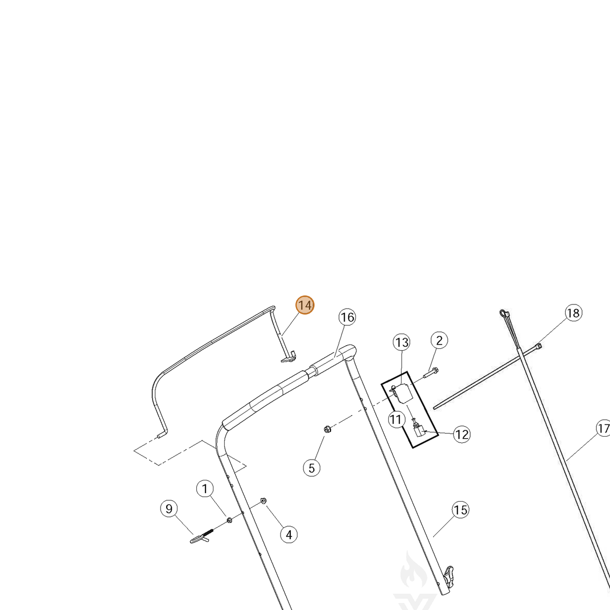 ECHO part YH470000730 — IPL diagram snippet (6x zoom, amber highlight)