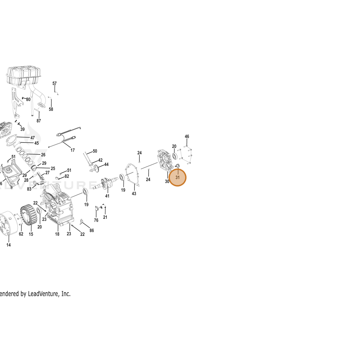 ECHO part YH470000830 — IPL diagram snippet (6x zoom, amber highlight)