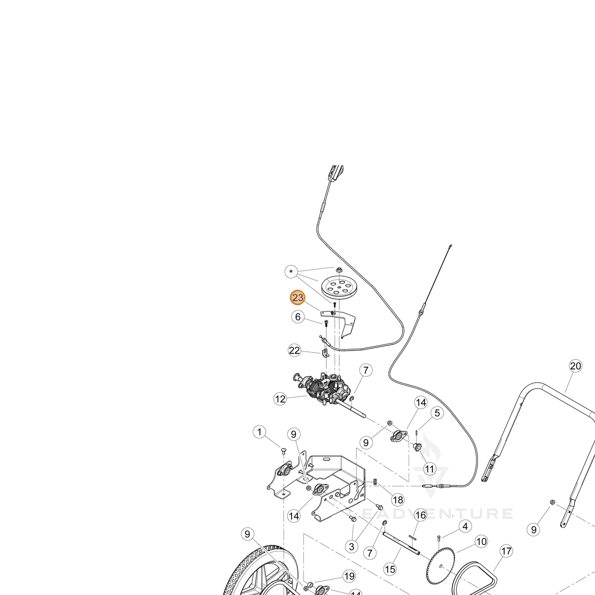 ECHO part YH470000870 — IPL diagram snippet (6x zoom, amber highlight)