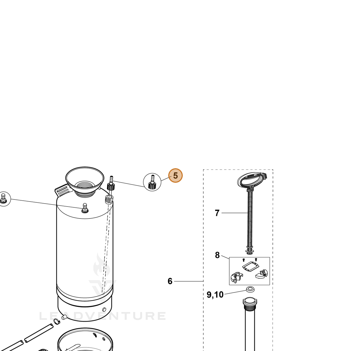 ECHO part YH470000930 — IPL diagram snippet (6x zoom, amber highlight)