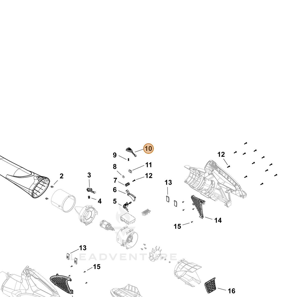 ECHO part YH470000950 — IPL diagram snippet (6x zoom, amber highlight)