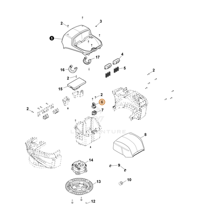 ECHO part YH470001030 — IPL diagram snippet (6x zoom, amber highlight)