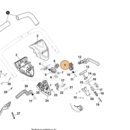 ECHO part YH470001090 — IPL diagram snippet (6x zoom, amber highlight)