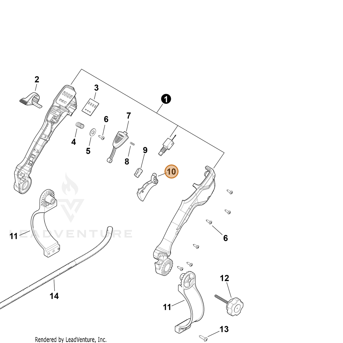 ECHO part YH470001160 — IPL diagram snippet (6x zoom, amber highlight)