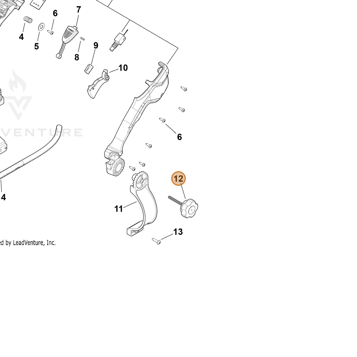 ECHO part YH470001170 — IPL diagram snippet (6x zoom, amber highlight)