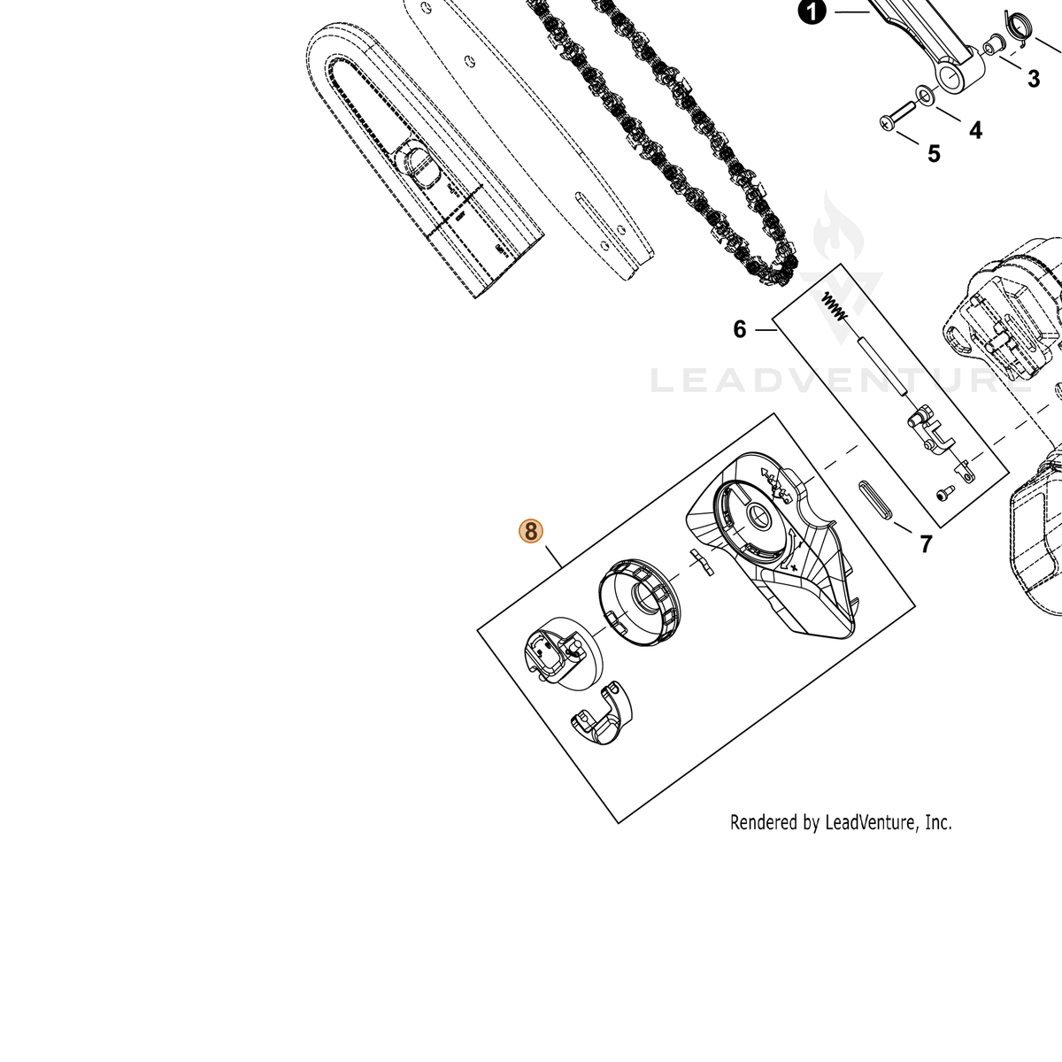 Echo part YH470001210 — IPL diagram snippet (6x zoom, amber highlight)