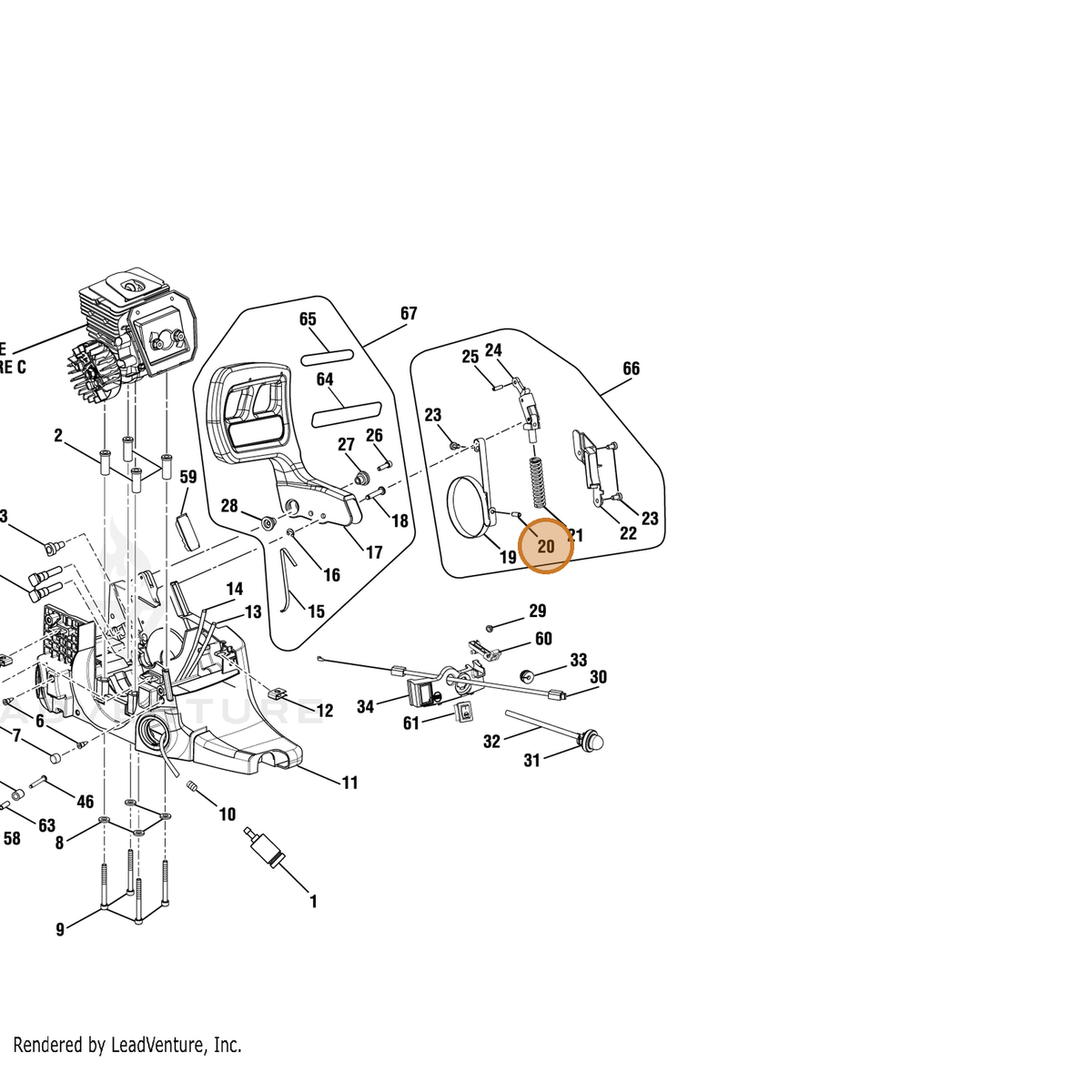 Echo part YH471000050 — IPL diagram snippet (6x zoom, amber highlight)