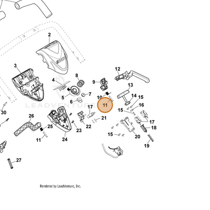 ECHO part YH471000130 — IPL diagram snippet (6x zoom, amber highlight)