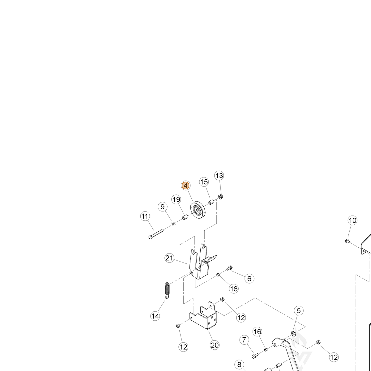 ECHO part YH472000070 — IPL diagram snippet (6x zoom, amber highlight)