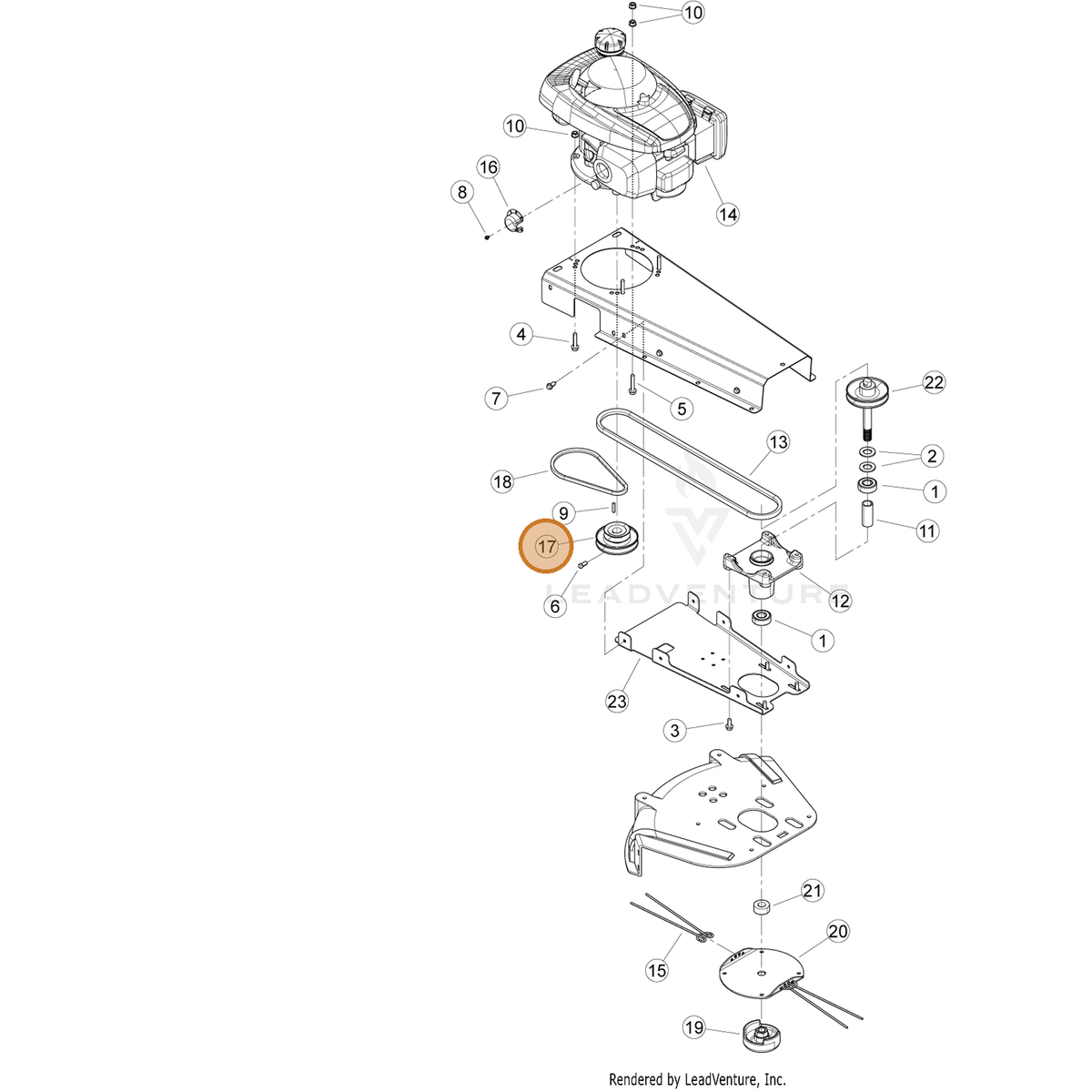 ECHO part YH472000100 — IPL diagram snippet (6x zoom, amber highlight)