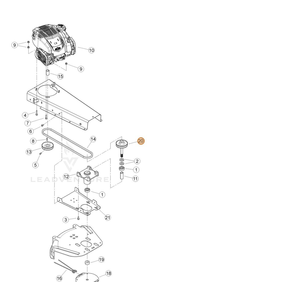 ECHO part YH472000110 — IPL diagram snippet (6x zoom, amber highlight)