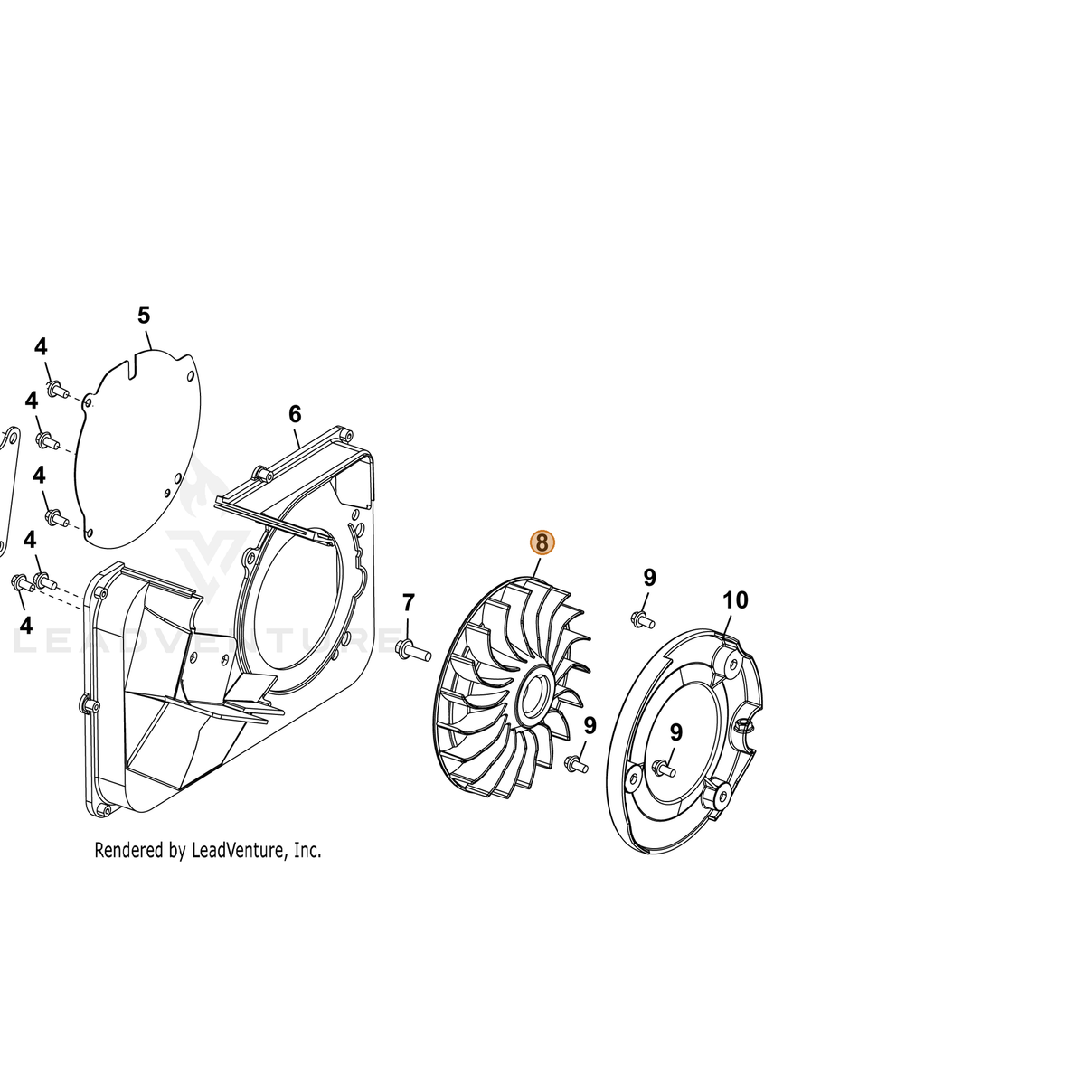 ECHO part YH472000120 — IPL diagram snippet (6x zoom, amber highlight)