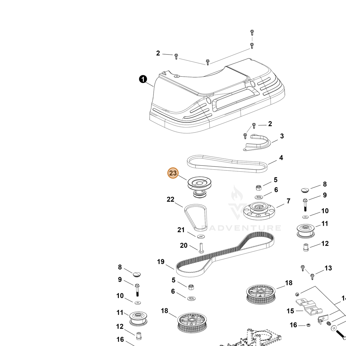 Echo part YH472000190 — IPL diagram snippet (6x zoom, amber highlight)