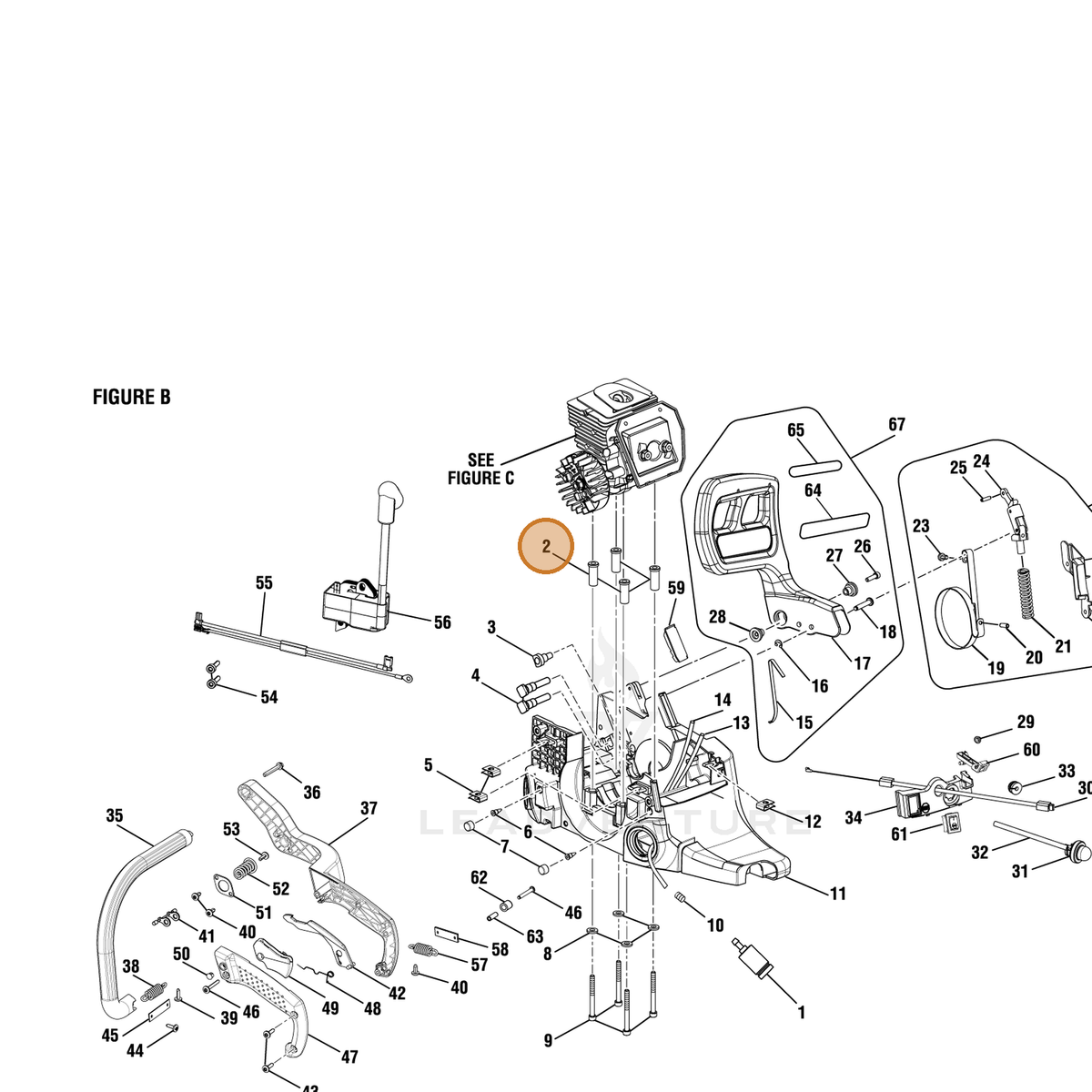 Echo part YH475000050 — IPL diagram snippet (6x zoom, amber highlight)