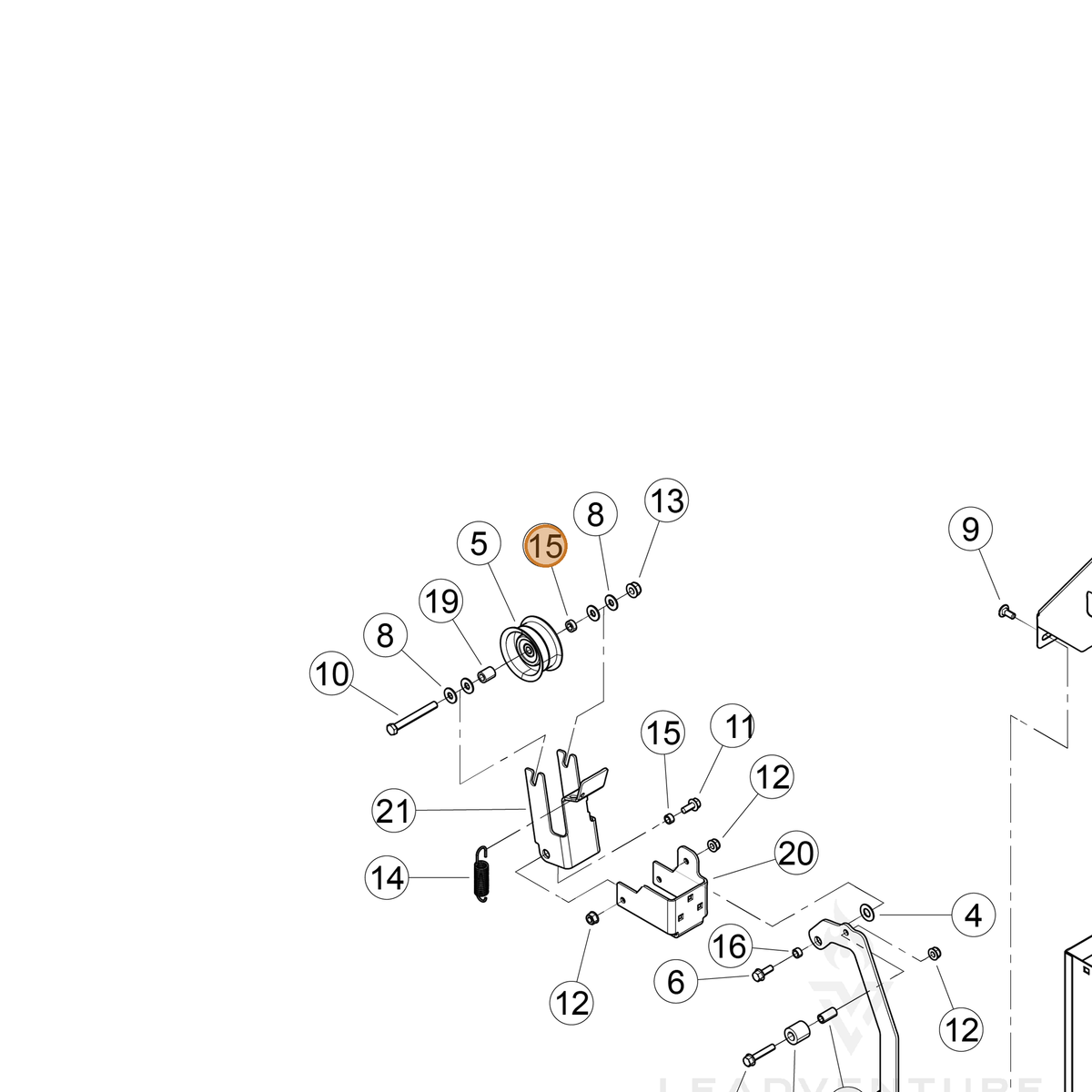 ECHO part YH475000080 — IPL diagram snippet (6x zoom, amber highlight)