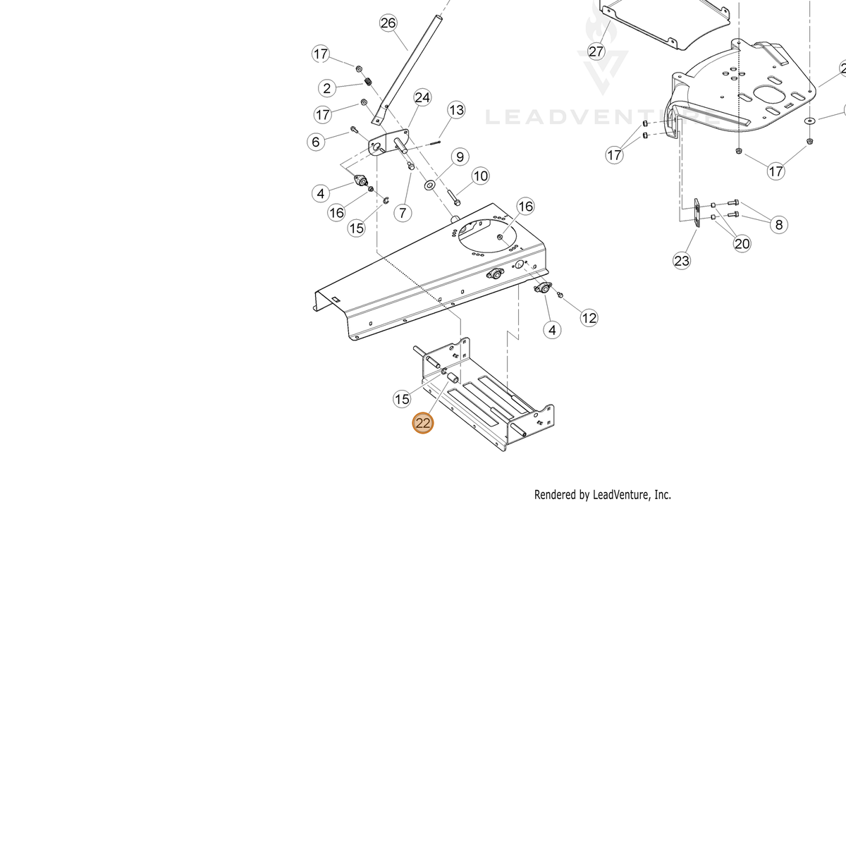 ECHO part YH475000100 — IPL diagram snippet (6x zoom, amber highlight)