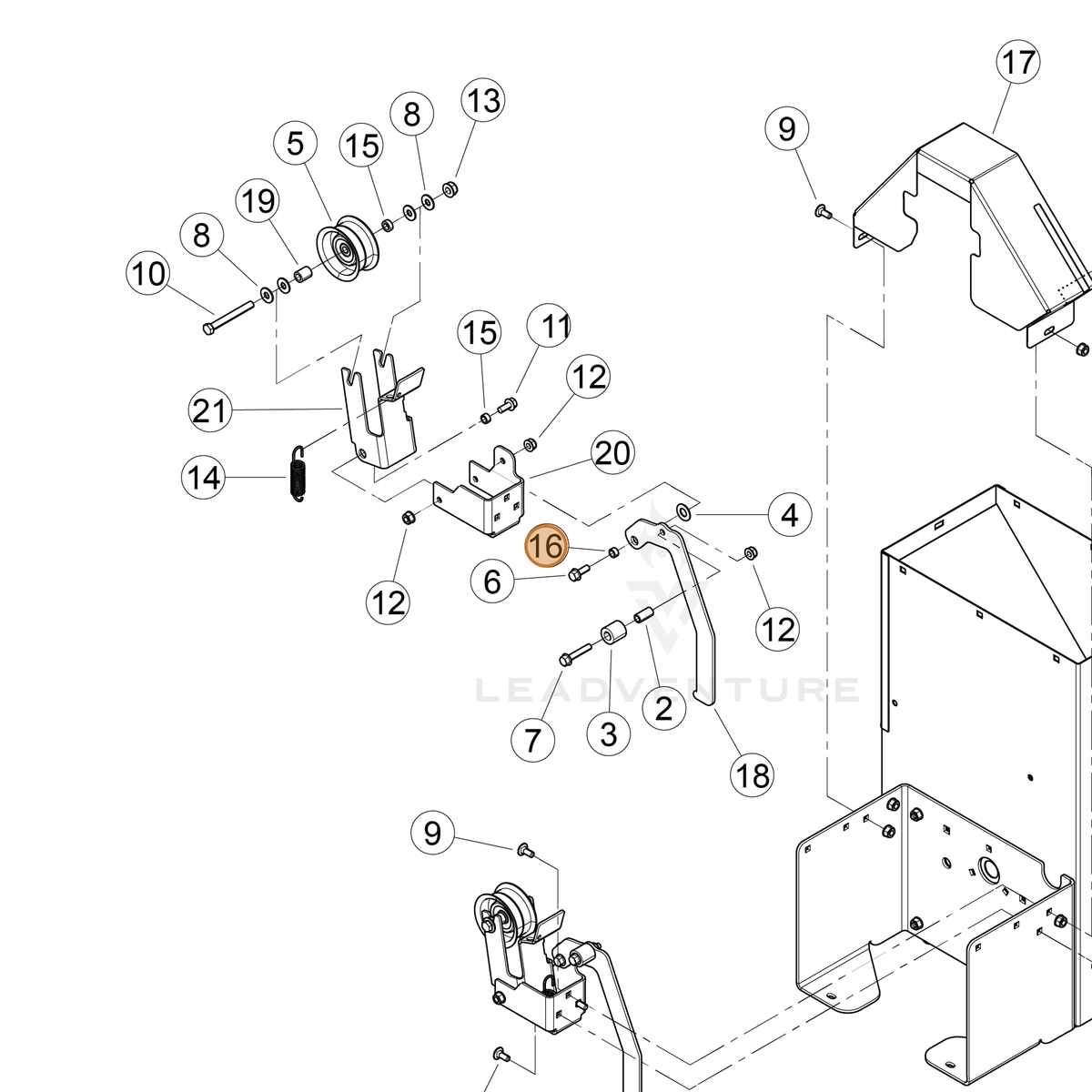 ECHO part YH475000180 — IPL diagram snippet (6x zoom, amber highlight)