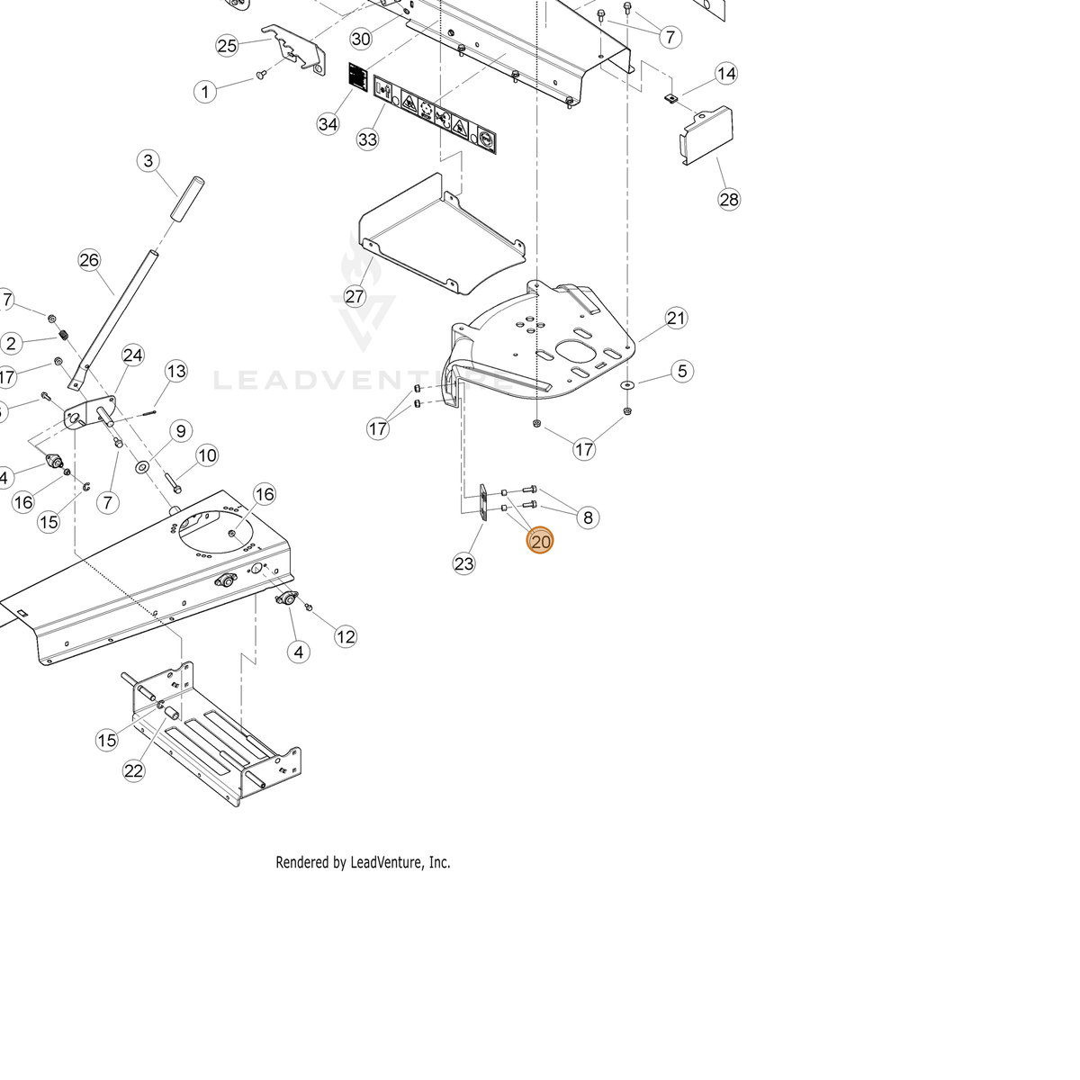 ECHO part YH475000210 — IPL diagram snippet (6x zoom, amber highlight)